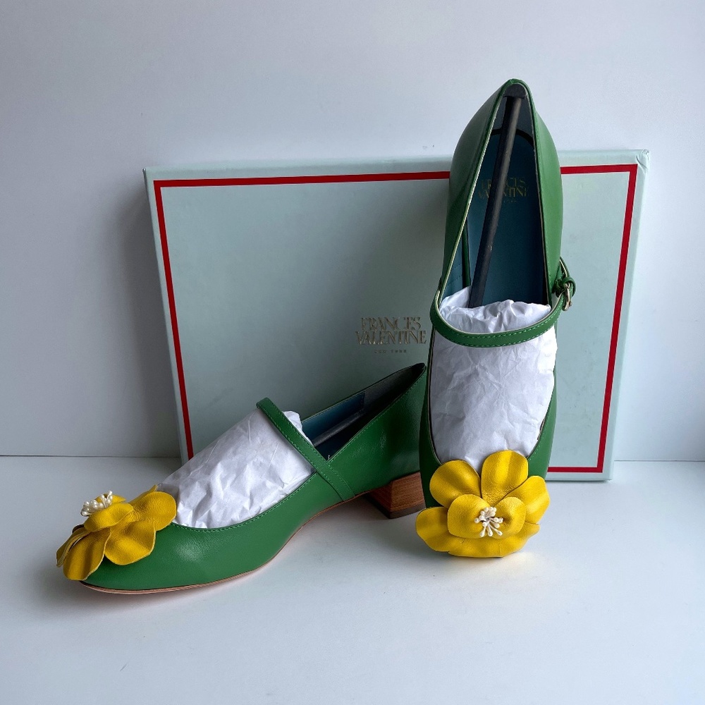 Frances Valentine Green Leather Mary Jane